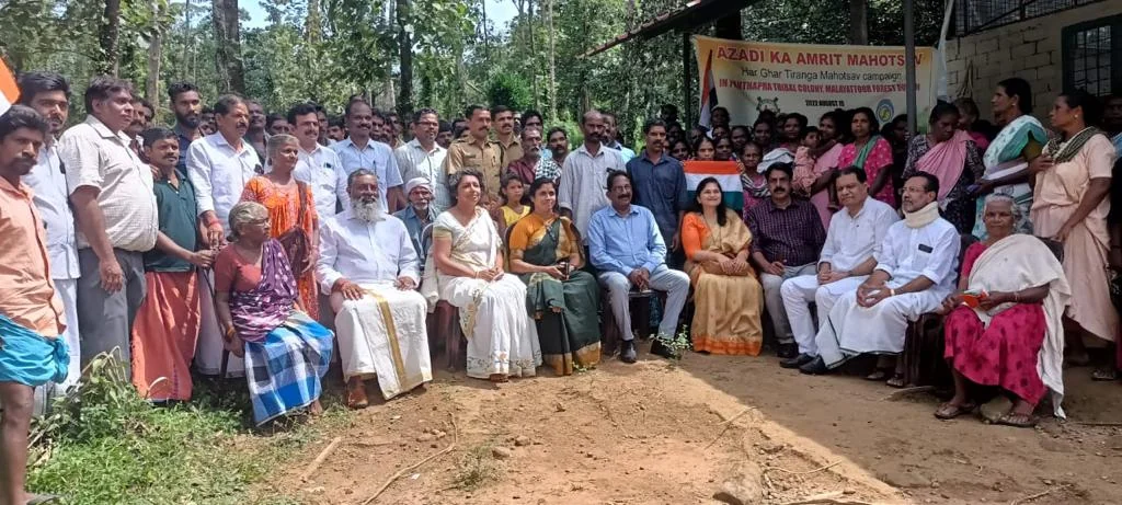 Community members and volunteers gathered outside the centre